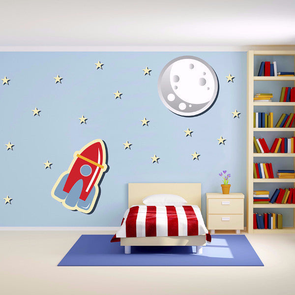 "To the Moon" Starship Set - Wall Decal
